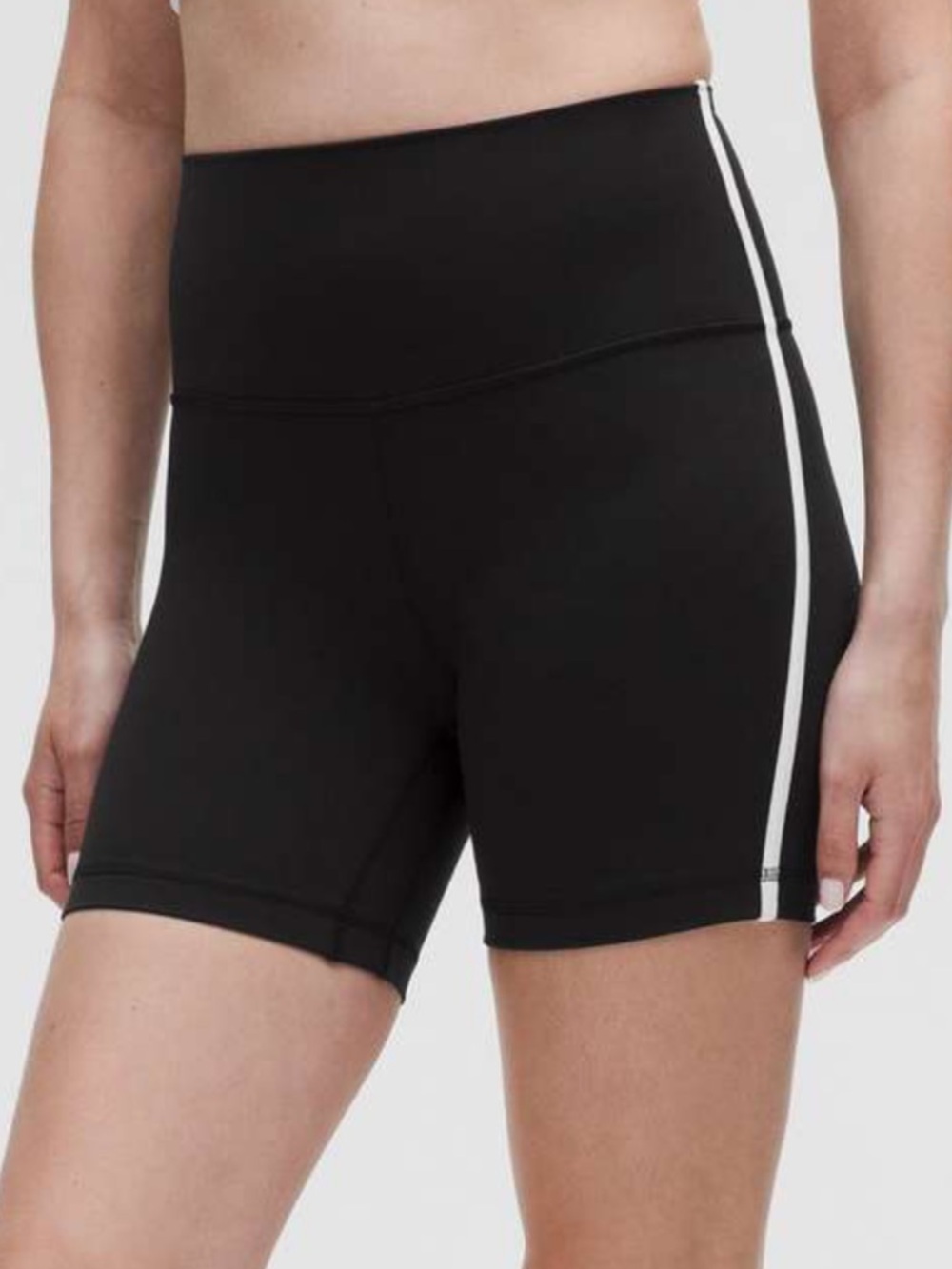 Lululemon Align High-Rise Side-Stripe Short 6" Black White‎ size 14 NWT
